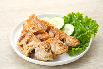 Ikan Laosan (Fourfinger threadfin fish), food preparation
