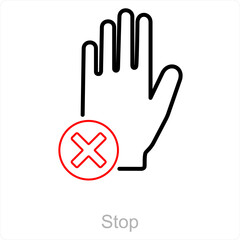 Stop and hand icon concept
