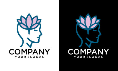 Health brain nature mind logo design