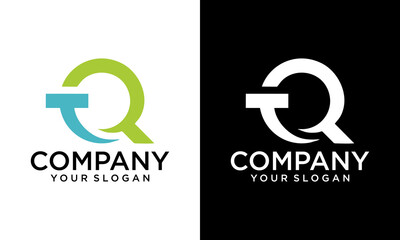 Abstract QT TQ letter simple style business logo design vector template.