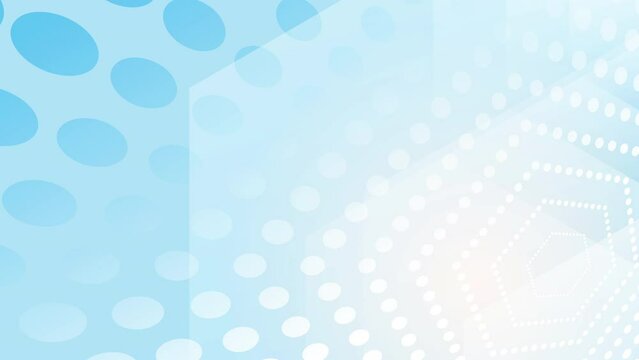 Abstract creative motion hexagon dot line geometric shape on gradient light blue background. Video animation Ultra HD 4k footage.