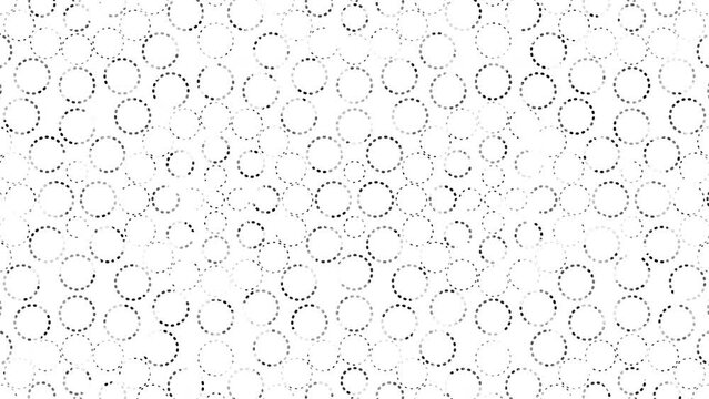 Abstract creative motion dash line circle pattern with geometric shape monochrome background. Video animation Ultra HD 4k footage.