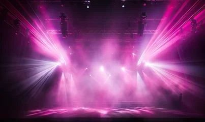 Poster Light beams with pink smoke in a light show background. © EnelEva