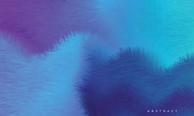 Blue and purple abstract fluffy fur texture background. Fluid and liquid feather surface backdrop. Vibrant color gradation graphic element for poster, catalog, leaflet, banner, or cover. - obrazy, fototapety, plakaty