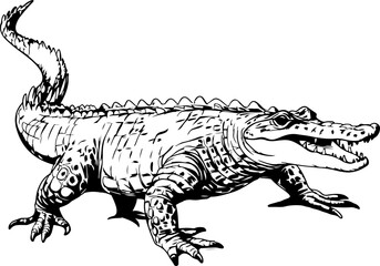 Saltwater crocodile Vintage Sketch