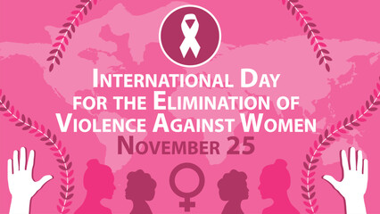 International Day for the Elimination of Violence Against Women vector banner design. Happy International Day for the Elimination of Violence Against Women modern minimal graphic poster illustration.