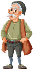 Old man cartoon character with mustache