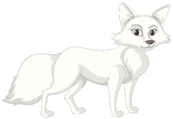 Cute white fox cartoon isolated