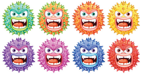 Spiky Bacteria Germ Virus Monster Cartoon Character