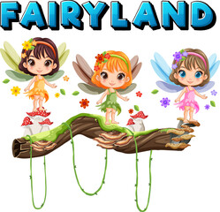 Fairyland Banner with Cartoon Fairy Character