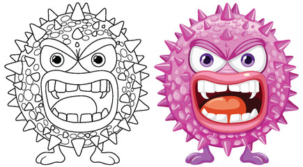 Spiky Bacteria Germ Virus Monster Cartoon Character