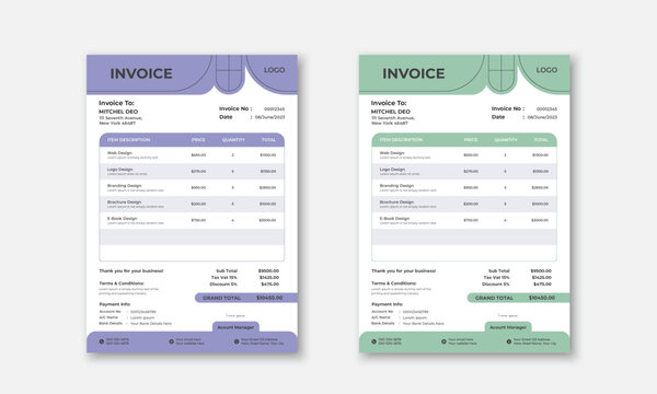 Simple and clean business invoice layout template