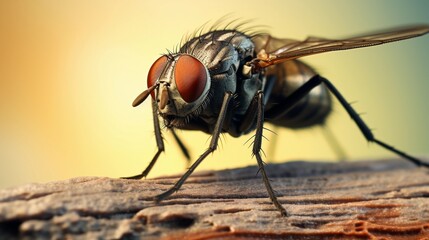 close-up portrait of a fly against textured background, AI generated, background image - obrazy, fototapety, plakaty