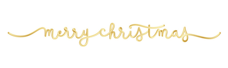 MERRY CHRISTMAS gold vector monoline calligraphy banner
