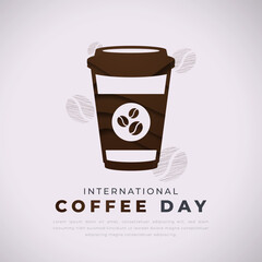 International Coffee Day Paper cut style Vector Design Illustration for Background, Poster, Banner, Advertising, Greeting Card
