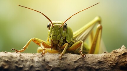 Fototapeta premium close-up portrait of a Grasshopper against textured background, AI generated, background image