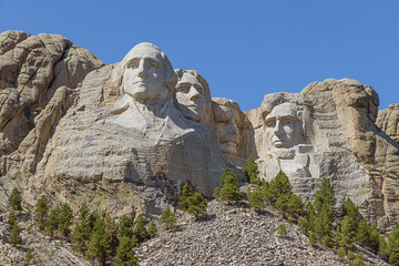 General view of Mount Rushmore with the four presidents, located near Keystone, South Dakota