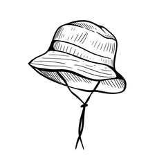 hat camping handdrawn illustration 