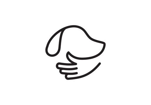 pet hand logo design. creative concept element symbol vector illustration.	