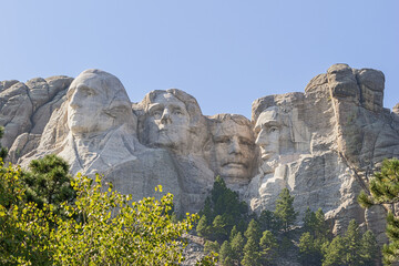 Under the heads of the presidents at Mount Rushmore, located near Keystone, South Dakota