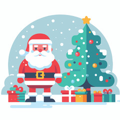 Vector Santa Claus in the Merry Christmas day
