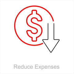 Reduce Expenses and low icon concept 