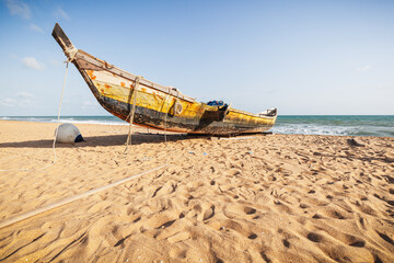 Traditional fishing boat - Route des Peches, Cotonou, Benin
