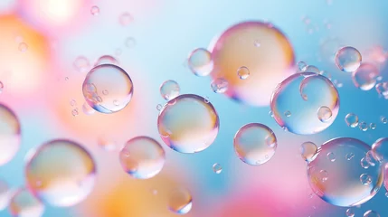 Fotobehang Water droplets floating on a pastel background. © Phaigraphic