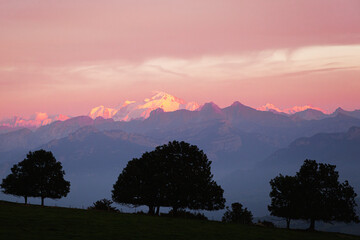 View of Mont Blanc summit from Mont Salève, Haute-Savoie, France