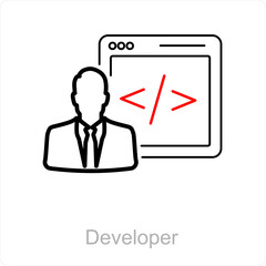 Developer and code icon concept 