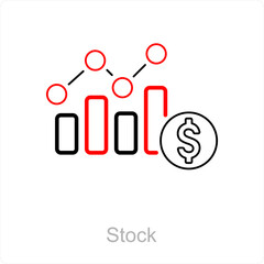 Stock and money icon concept 