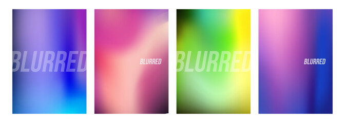 Set of blurred backgrounds with color gradients for creative graphic design. Defocused colors. Vector illustration.