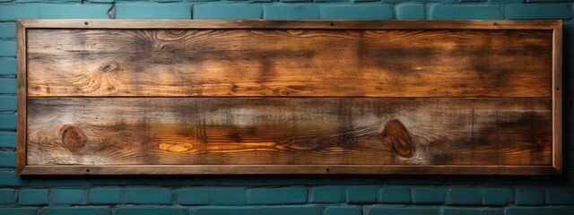 Vintage Wooden Sign on Brick Wall