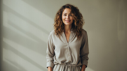 Portrait of beautiful young woman looking at camera.