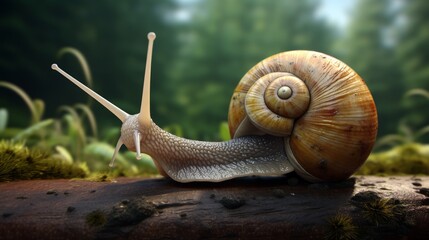 Animated  model of a snail slowly crawling AI generated illustration