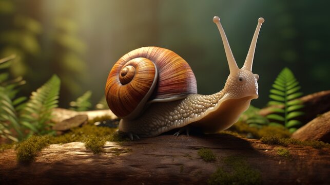 Animated  Model Of A Snail Slowly Crawling  AI Generated Illustration