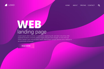 Pink landing page, web banner, illustration of an background with text, pink business template