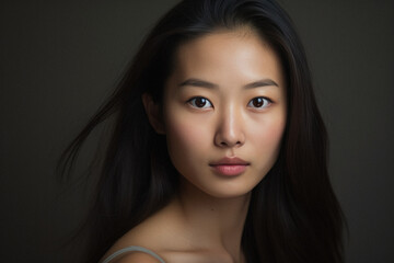 Fototapeta premium Portrait of a beautiful young asian woman with clean fresh skin.