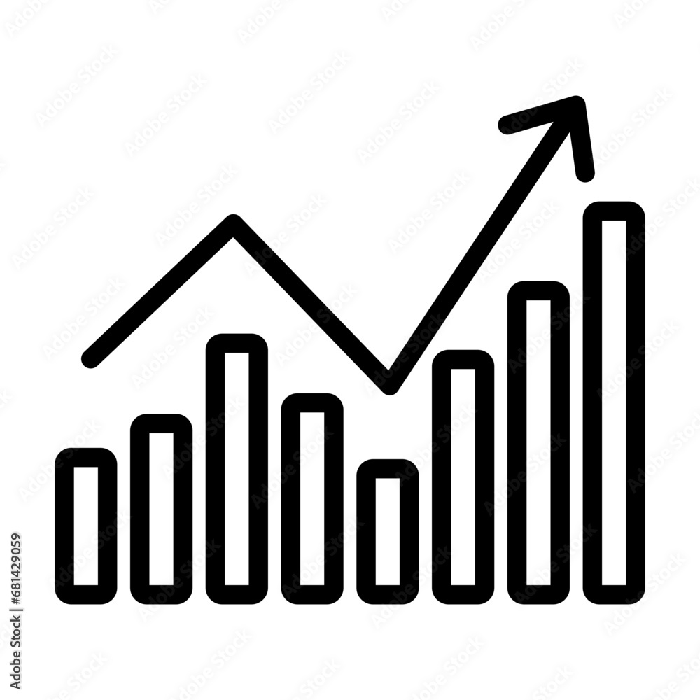 Poster graphic chart rising up icon vector design template with transparent background
