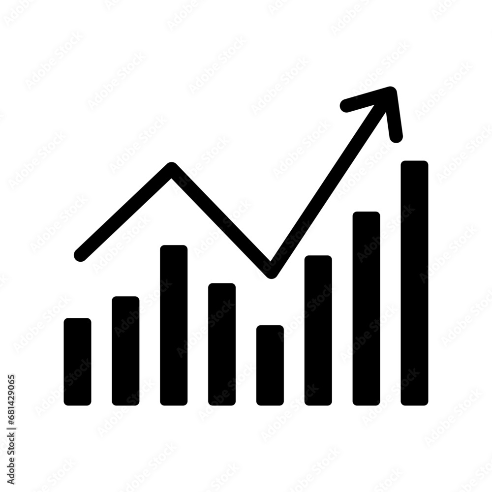 Poster graphic chart rising up icon vector design template with transparent background