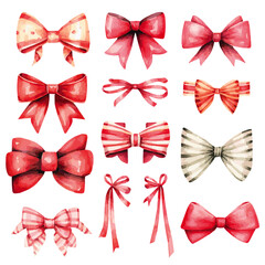 set of red bows for decorations