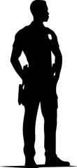 Standing Policeman Silhouette Vector On White Background EPS