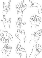 Fototapeta premium Hand Drawn Hand Gesture Illustration Set