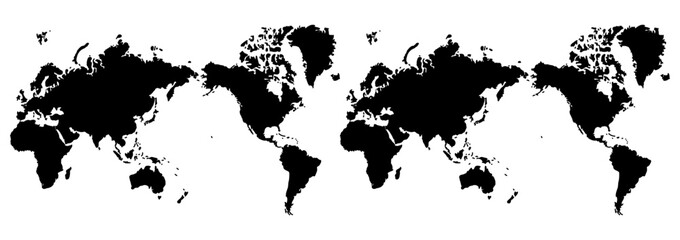 サイドシームレスな世界地図のシルエット。
自由にトリミングできて便利です。 - obrazy, fototapety, plakaty