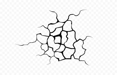 Vector cracks in the ground. Cracks in the ground png. Cracks or breaks in the surface. Damaged ground, surface.