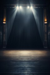 Empty stage with spotlight and dark background AI generated illustration - obrazy, fototapety, plakaty
