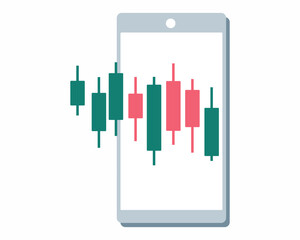 Online Mobile stock market trading with candlestick and graph online trading with smartphone