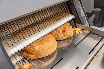 Bread slicing machine.