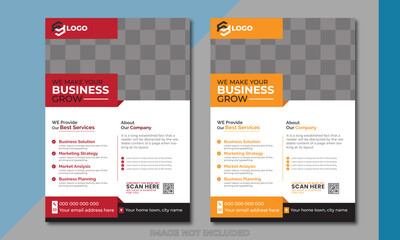  Modern   Business Flyer Design, Two Color, Vector Template,  
