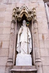 Marble statues of Saint Patrick at the entrance of Armagh Roman Catholic Cathedral, Armagh, Northern Ireland.
